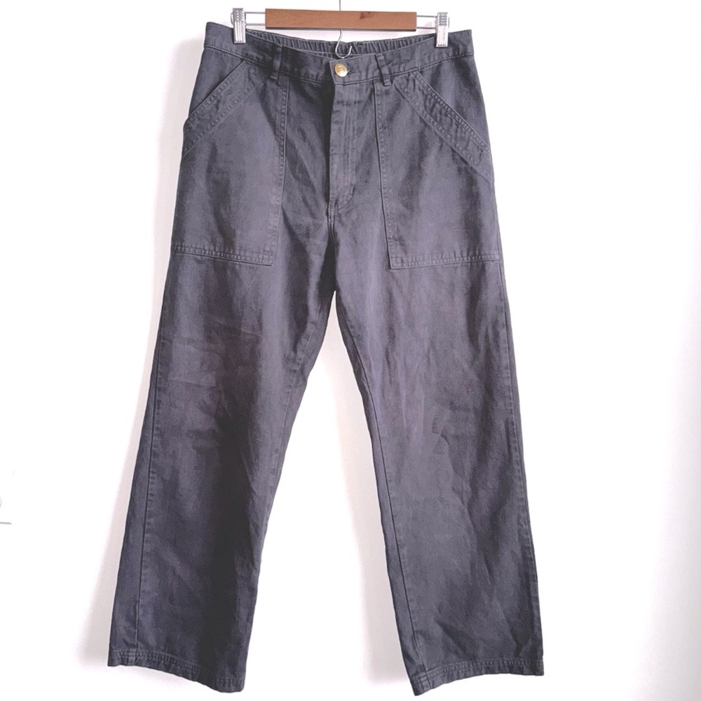Big Bud Press grey gray Wide Straight Leg Cotton Twill Utility Work Pants medium